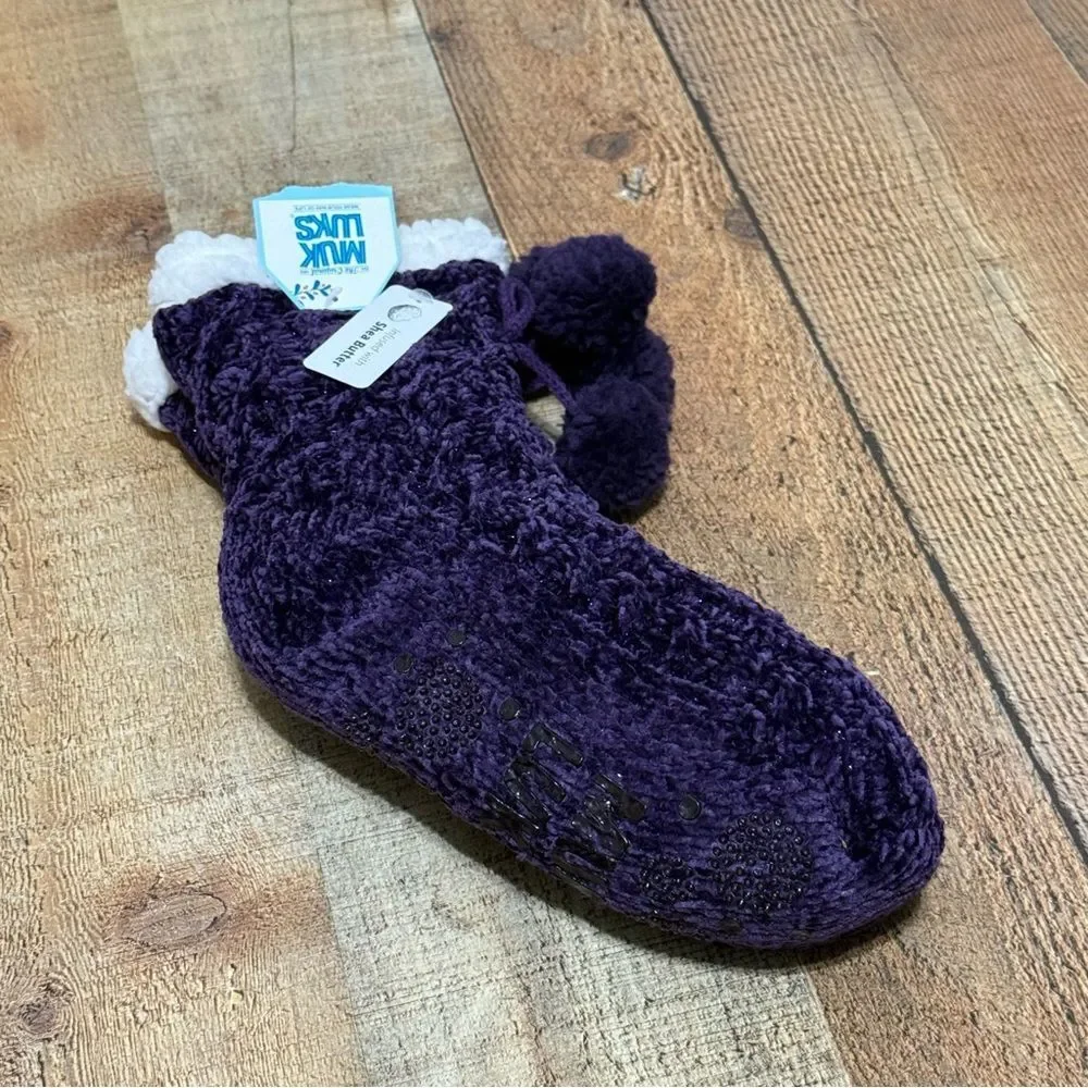 Muk Luks NWT Slipper Socks purple glitter
